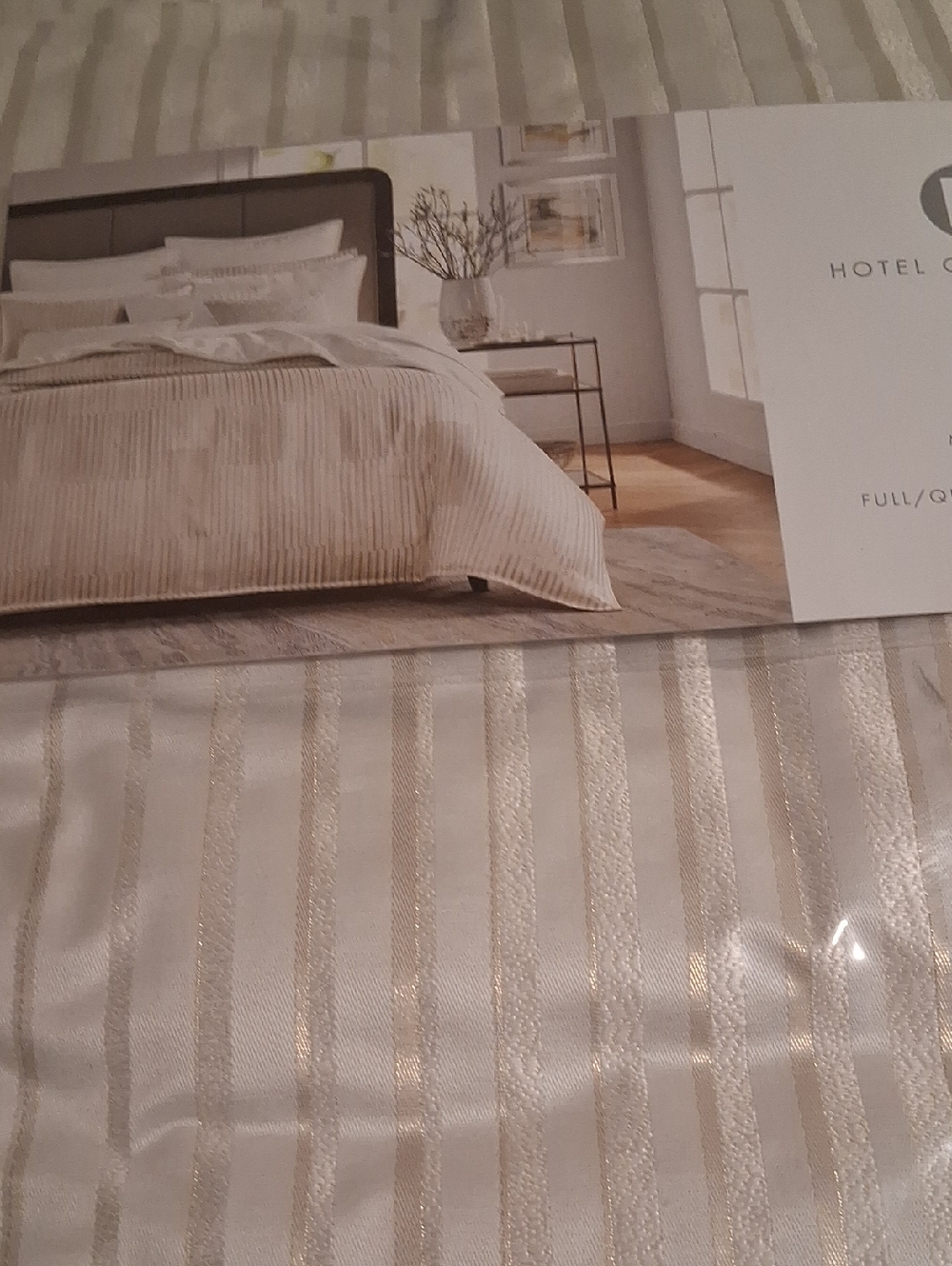 Hotel Collection Metallic Stripe Comforter Set - Cream and Silver - Picture 3 of 5